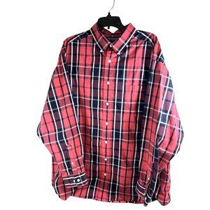 Roundtree & Yorke Mens Long Sleeve Shirt Button Down Red Plaid Size 2XB
